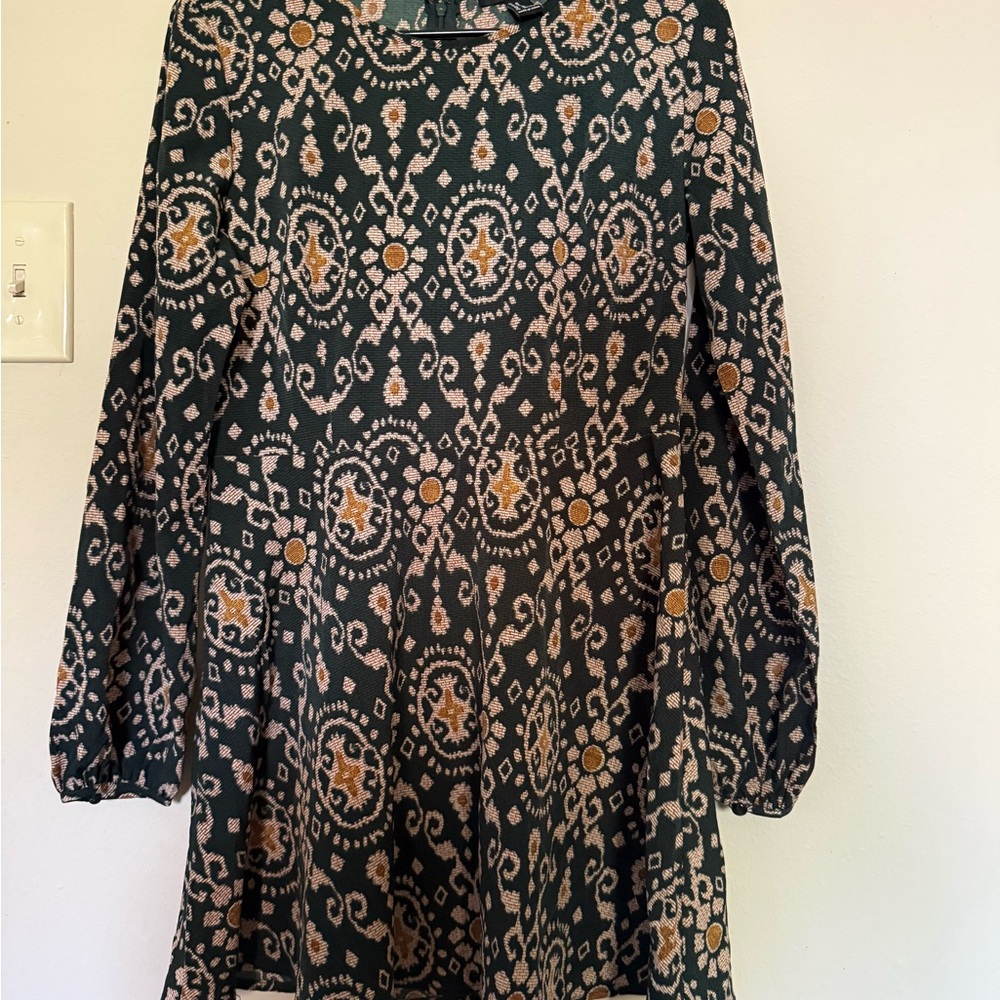 Forever 21 dark green  and Brown Patterned Dress